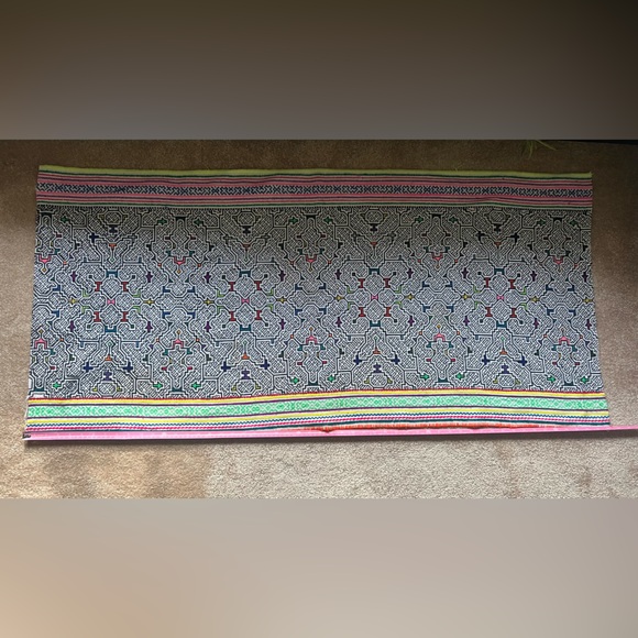 Colorful Peruvian shipibo hand embroidered Geometric Patterned Textile